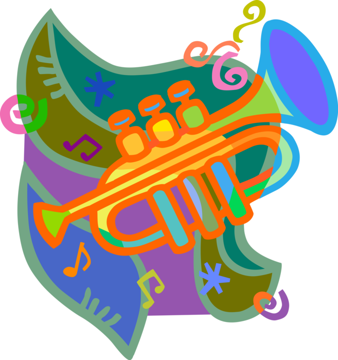 Vector Illustration of Trumpet Horn Brass Musical Instrument used in Classical and Jazz Ensembles