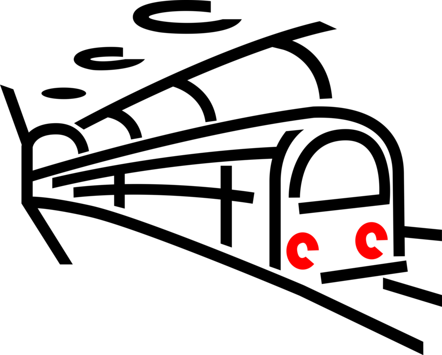 Vector Illustration of Subway Underground Public Transportation Rapid Transit Train on Tracks
