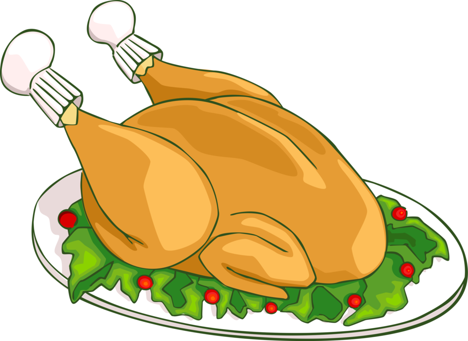 Vector Illustration of Festive Season Christmas Poultry Roast Turkey Dinner
