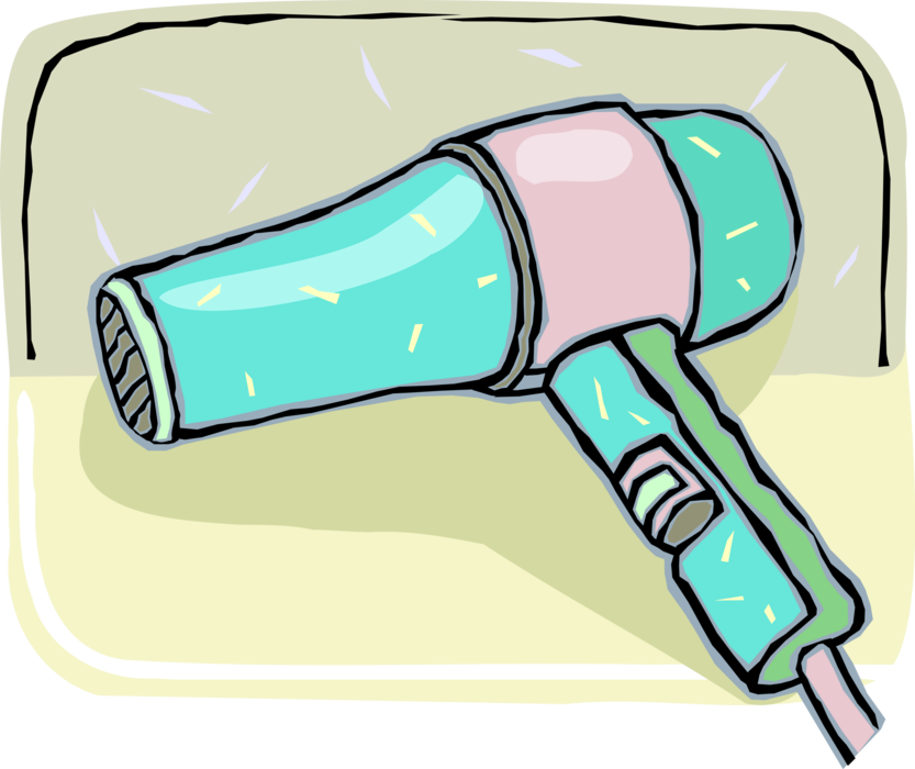 Vector Illustration of Portable Electric Hair Dryer or Blow Dryer 