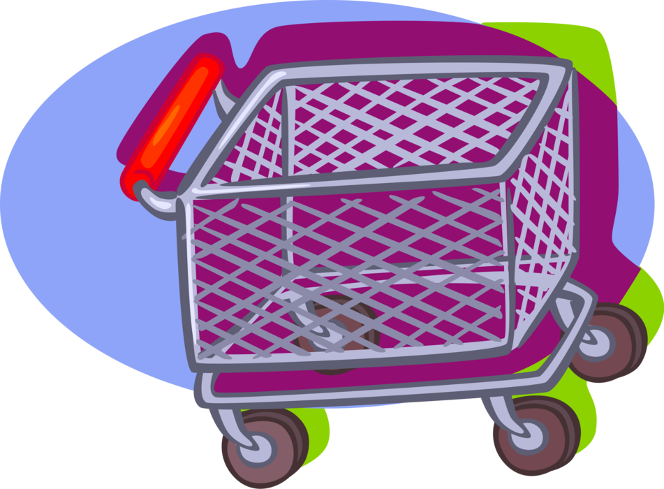 Vector Illustration of Supermarket Grocery Store Shopping Cart