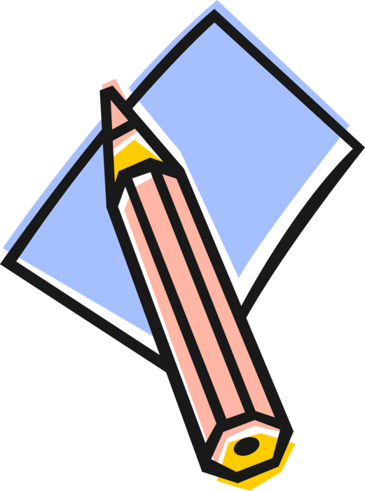 Vector Illustration of Graphite Pencil Writing or Drawing Instrument and Paper