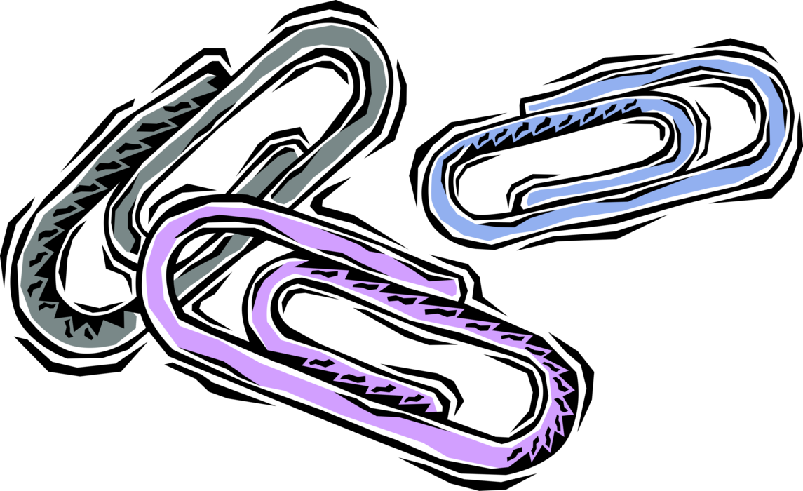 Vector Illustration of Paper Clip or Paperclip Office Stationery Tool used to Hold Together Sheets of Paper