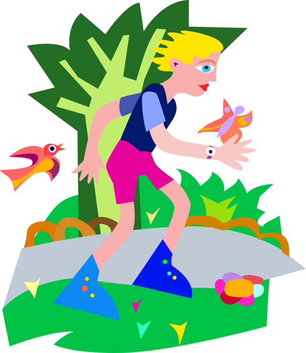 Vector Illustration of Rollerblader Rollerblading in Park on Inline Skates