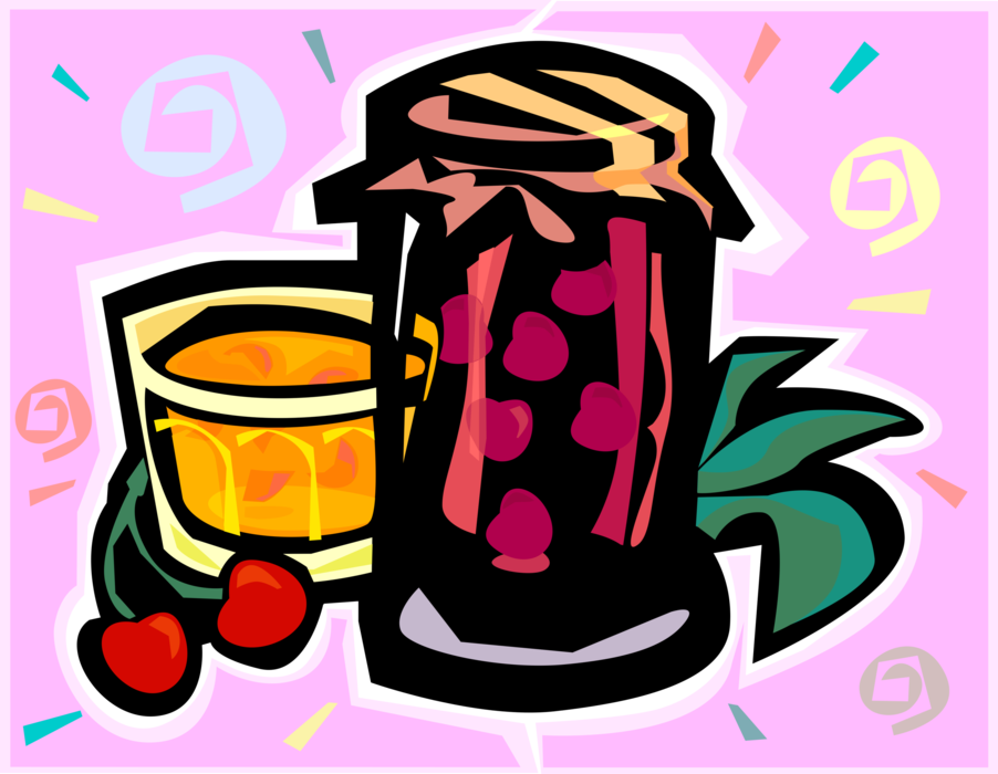 Vector Illustration of Homemade Cherry Fruit Preserves