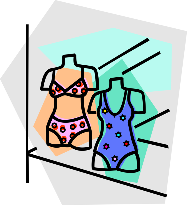 Vector Illustration of Retail Apparel Clothing Store Bathing Suit Swimwear Window Display
