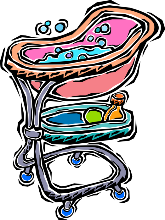 Vector Illustration of Portable Baby Bathtub with Toys