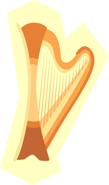 Vector Illustration of Harp Stringed Musical Instrument