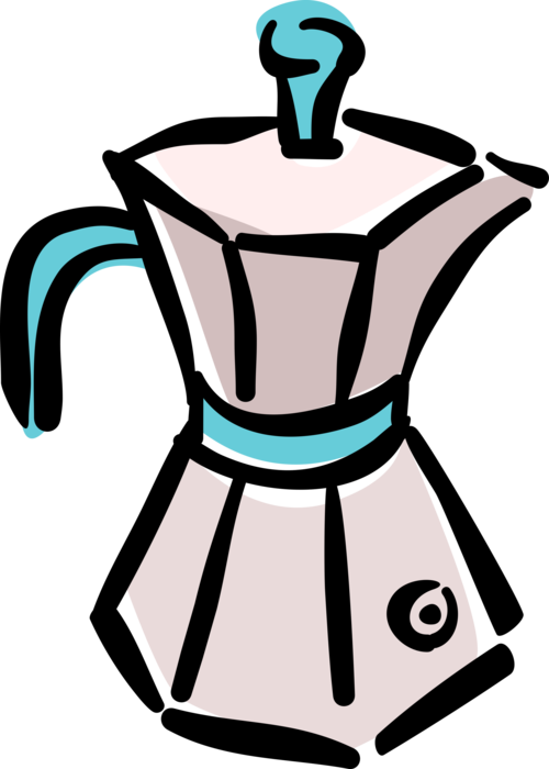 Vector Illustration of Stove-Top Moka Pot Macchinetta Coffee Pot Coffeemaker or Coffee Machine