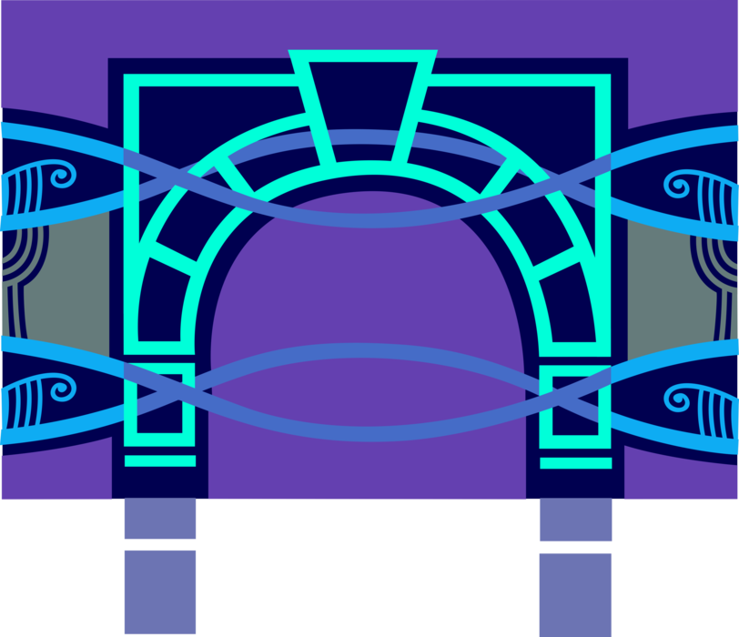 Vector Illustration of Classic Architecture Arch Curved Structure Spans Space with Keystone