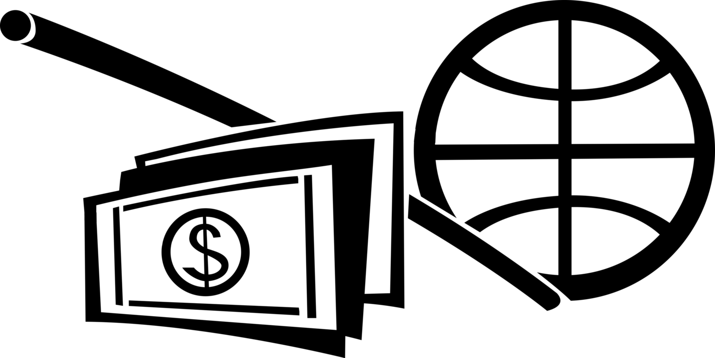 Vector Illustration of Financial Concept with Cash Money Dollar Sign Fulcrum Leverages World Globe
