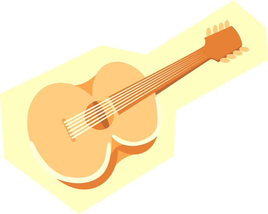 Vector Illustration of Acoustic Guitar Stringed Musical Instrument