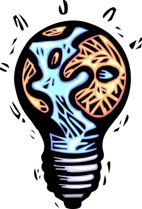Vector Illustration of Electric Light Bulb with Planet Earth Globe