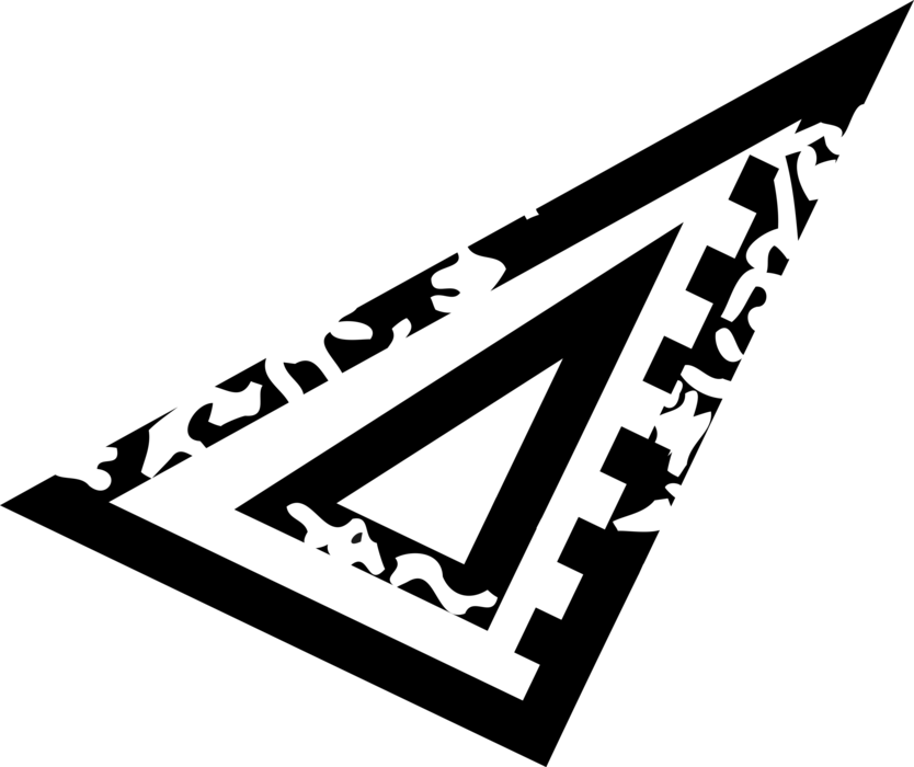 Vector Illustration of Triangle Ruler, Rule or Line Gauge Measures Distances