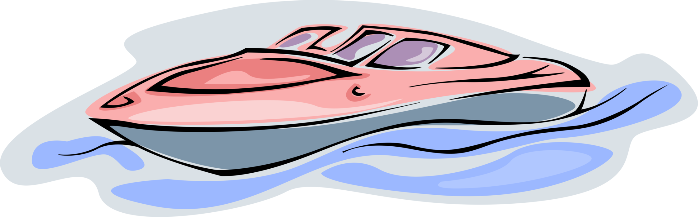 Vector Illustration of Speedboat Motorboat or Pleasure Craft Watercraft Boat