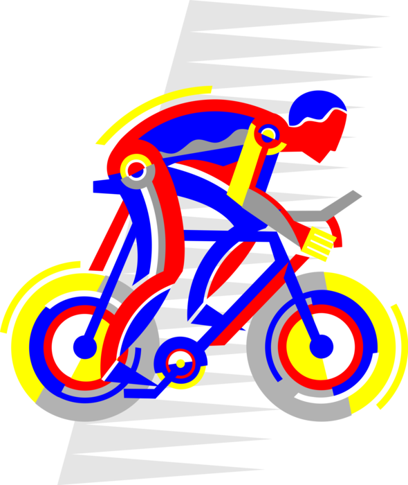 Vector Illustration of Cycling Enthusiast Riding Bike in Bicycle Race