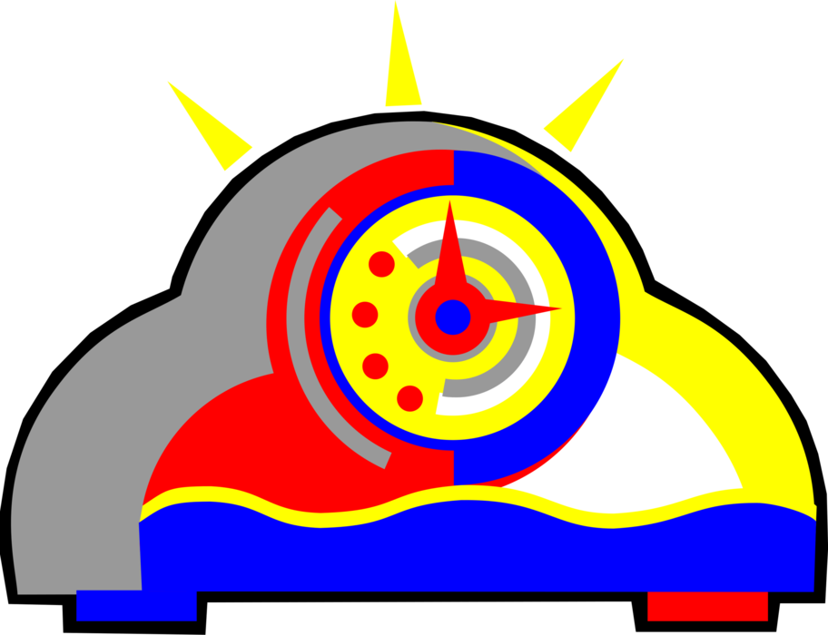 Vector Illustration of Mantle Clock Indicates, Keeps and Co-ordinates Time