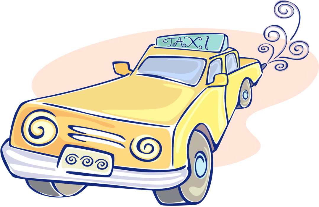 Vector Illustration of Taxicab Taxi or Cab Vehicle for Hire Automobile Motor Car