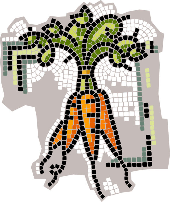 Vector Illustration of Decorative Mosaic Garden Root Vegetable Carrots