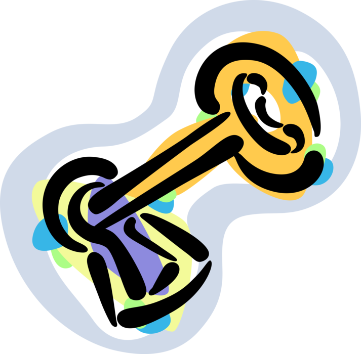 Vector Illustration of Skeleton Security Key Unlocks Lock