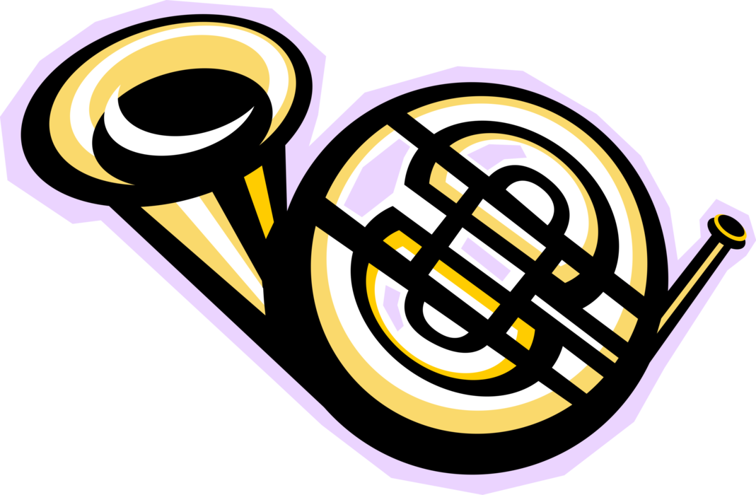 Vector Illustration of French Horn Brass Musical Instrument