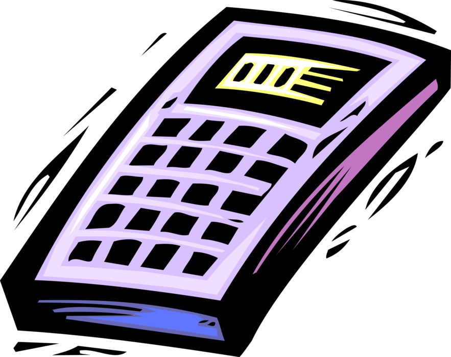 Vector Illustration of Calculator Portable Electronic Device Performs Basic Operations of Mathematics