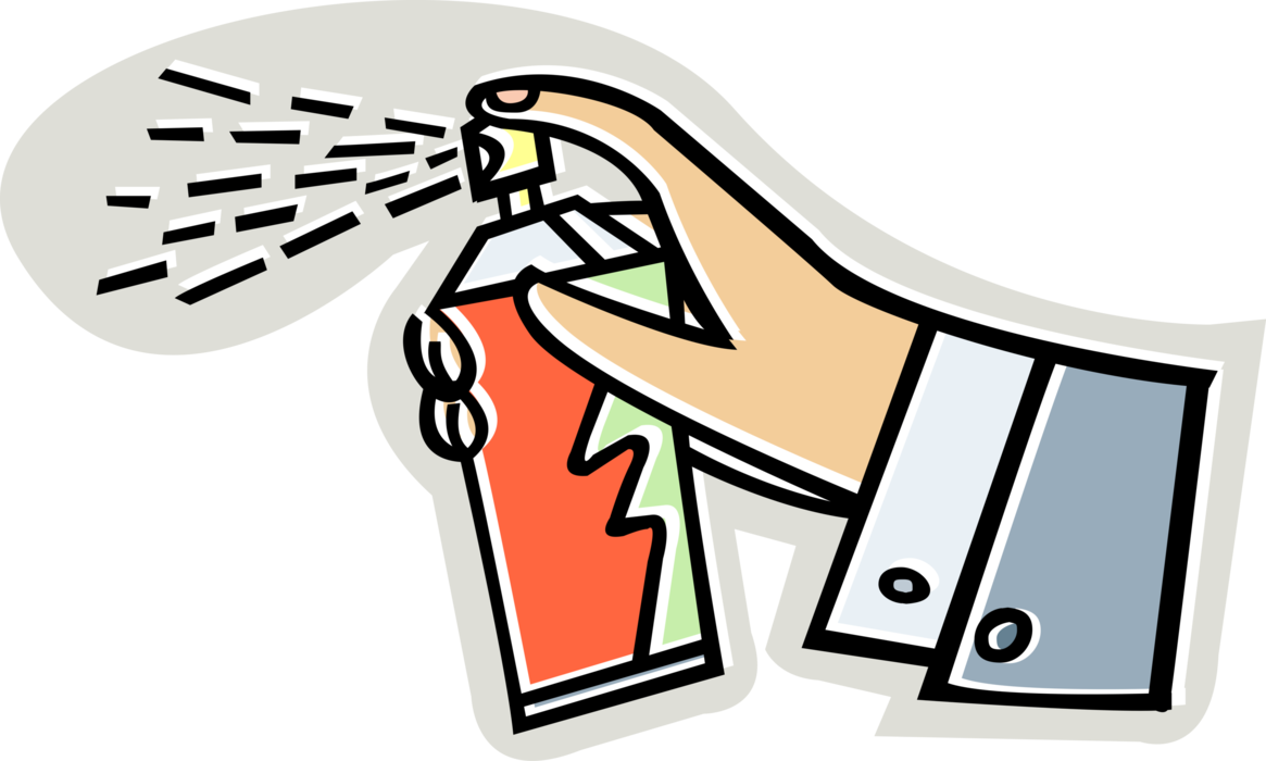Vector Illustration of Hand Sprays Aerosol Sprayer Dispenser with Propellant Under Pressure