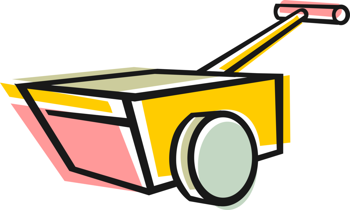 Vector Illustration of Hand-Propelled Wheelbarrow for Carrying Loads