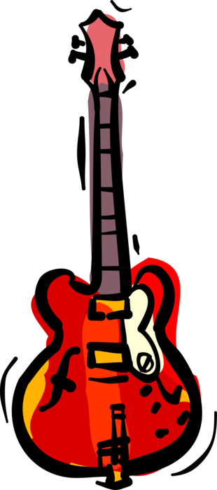 Vector Illustration of Electric Guitar Stringed Musical Instrument