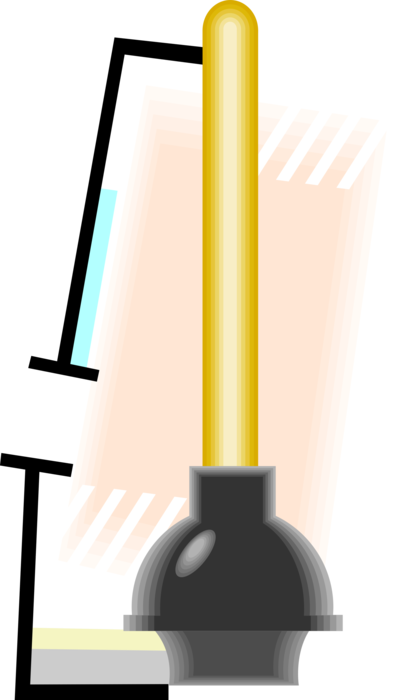 Vector Illustration of Plumber's Friend Toilet Plunger Clears Drain and Pipe Blockages