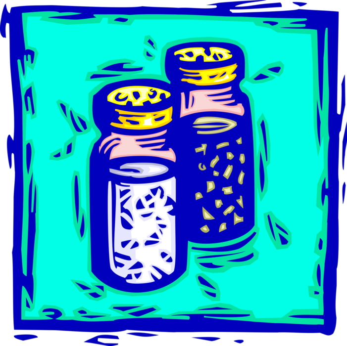 Vector Illustration of Salt and Pepper Shaker Condiment Dispenser