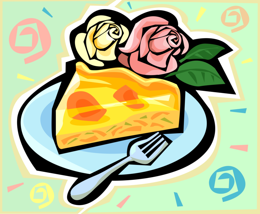 Vector Illustration of Quiche Open-Faced Pastry Crust Filled with Cheese, Meat, Seafood, and Vegetables