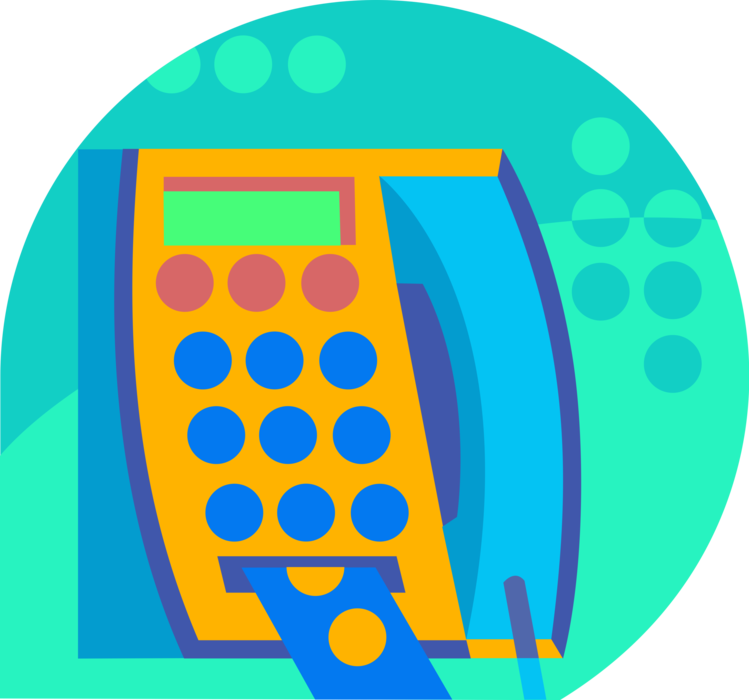 Vector Illustration of Public Pay Phone Telecommunications Device Telephone