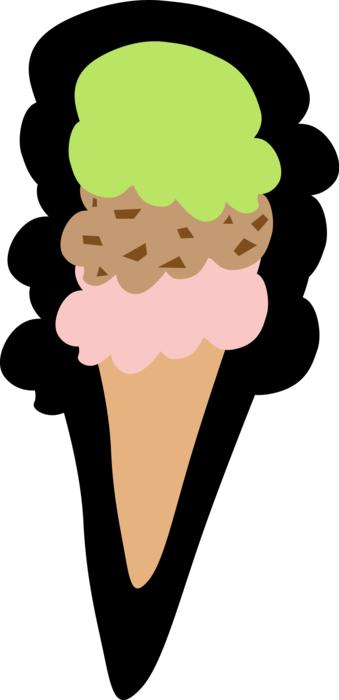 Vector Illustration of Gelato Ice Cream Cone Food Snack or Dessert