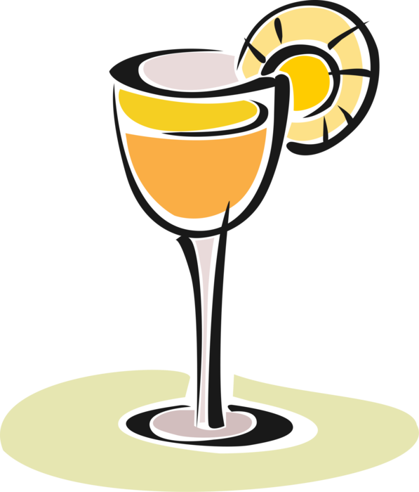 Vector Illustration of Citrus Fruit Drink with Slice of Orange