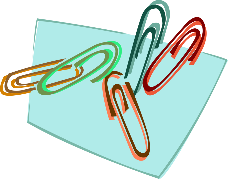 Vector Illustration of Paper Clip or Paperclip Office Stationery Tool used to Hold Together Sheets of Paper