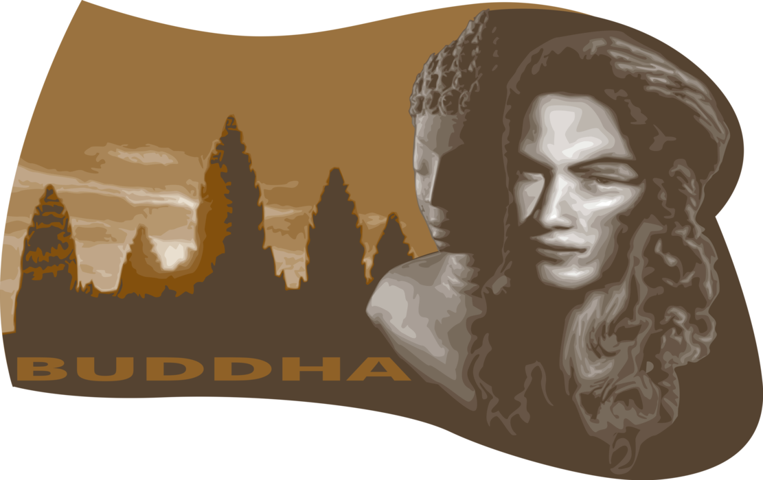 Vector Illustration of Gautama Buddha "The Awakened One" Ascetic and Sage Founded Buddhism Brings Enlightenment and Wisdom
