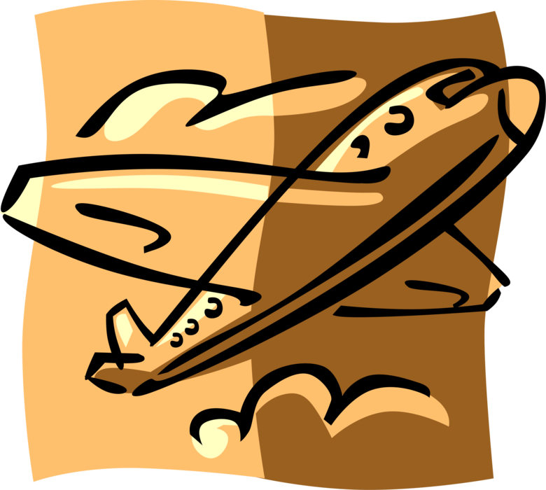 Vector Illustration of Commercial Airline Airplane Climbing to Altitude During Flight
