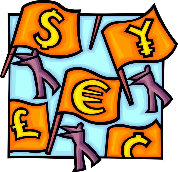 Vector Illustration of International Financial Money Currency Symbol Flags
