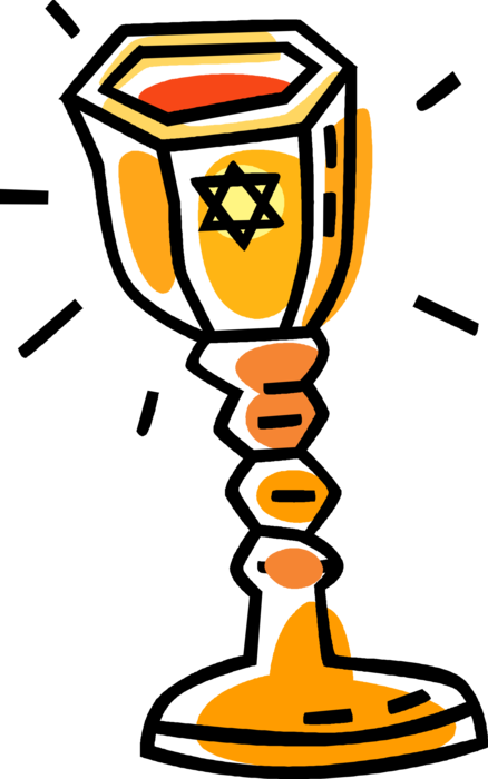 Vector Illustration of Jewish Religious Kiddush Cup Chalice Ceremonial Drinking Goblet to Sanctify Shabbat 