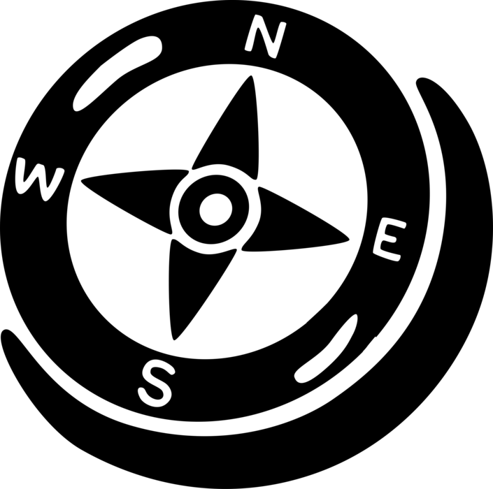 Vector Illustration of Magnetic Compass for Navigation and Finding Direction Points to "Magnetic North"