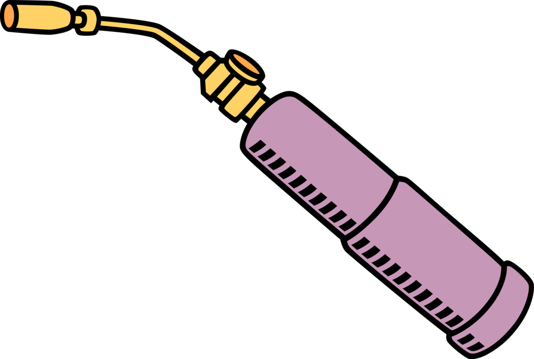 Vector Illustration of Blow Torch or Blowtorch Fuel Burning Tool Applies Flame and Heat in Metalworking