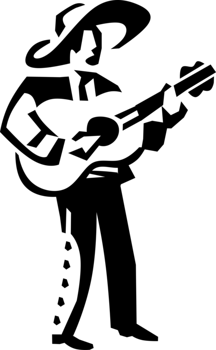 Vector Illustration of Spanish Flamenco Guitar Guitarist Musician Player