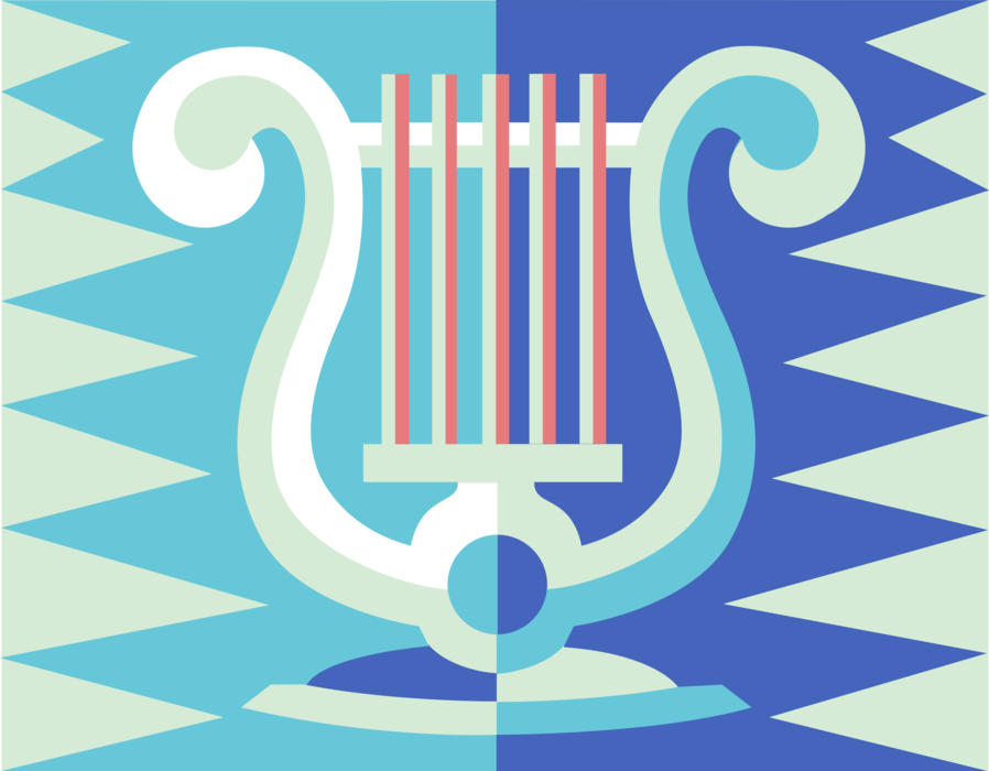 Vector Illustration of Greek Classical Lyre from Antiquity Stringed Musical Instrument