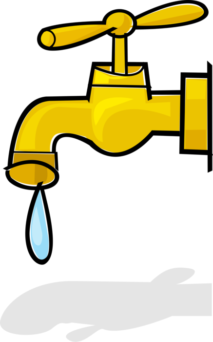 Vector Illustration of Leaky Sink Tap Faucet with Water Drop