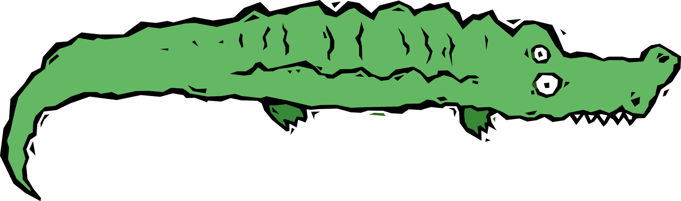 Vector Illustration of Alligator or Crocodile Tropical Aquatic Reptile 