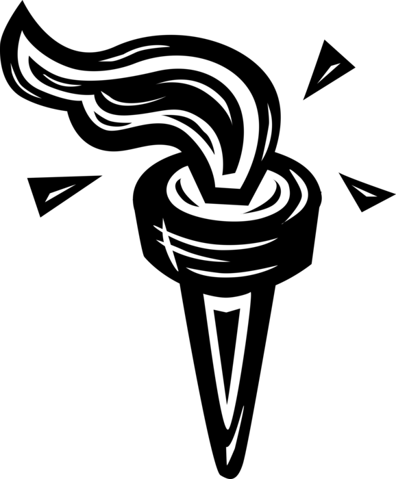 Vector Illustration of Torch Flame Symbol of Olympic Games Commemorates Theft of Fire from Greek God Zeus