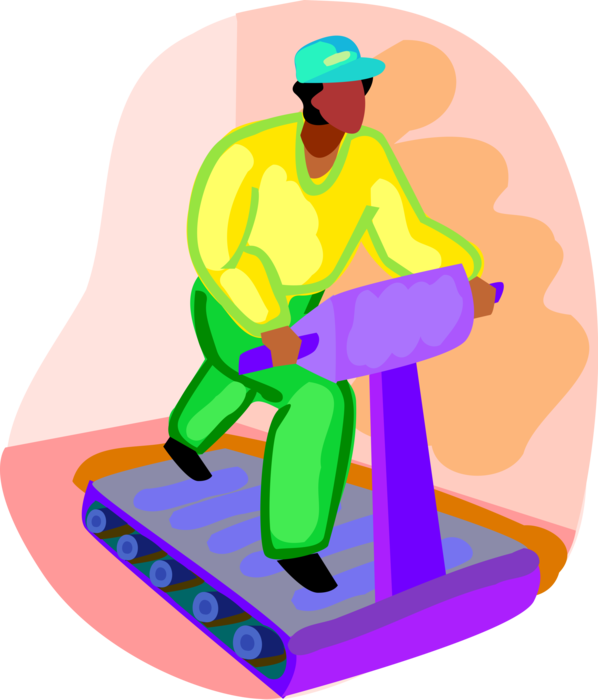 Vector Illustration of Physical Fitness Exercise Workout Running on Treadmill