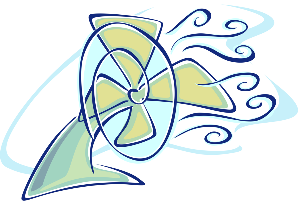 Vector Illustration of Household Electric Fan Provides Air Circulation