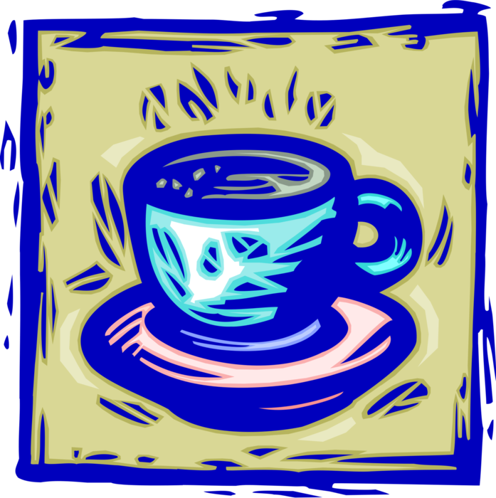 Vector Illustration of Cup of Coffee with Saucer